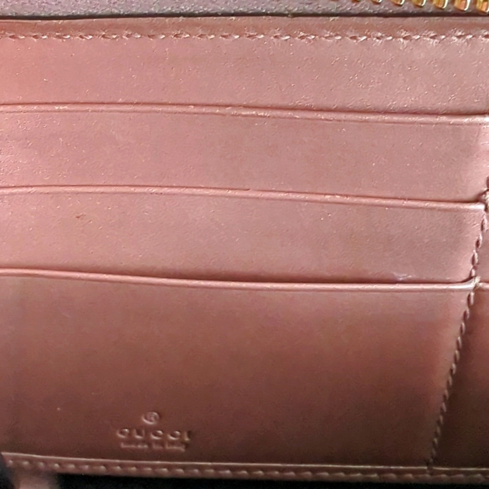 Authentic Gucci Zip Purse Micro Shima Wallet GG Pink Patent Leather Italy - Picture 12 of 13
